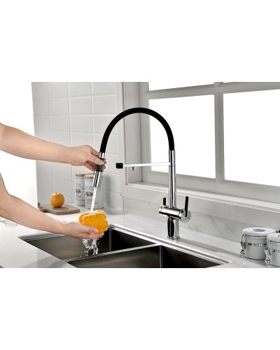 Смеситель для кухни Paulmark Gravity Gr213188-CR Хром Черный