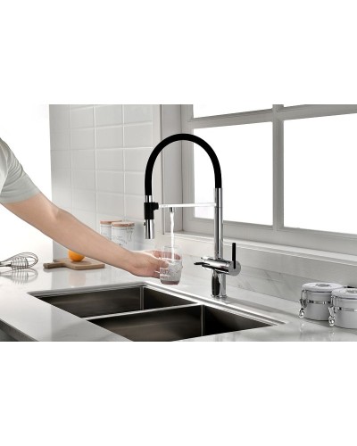 Смеситель для кухни Paulmark Gravity Gr213188-CR Хром Черный