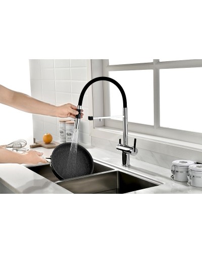 Смеситель для кухни Paulmark Gravity Gr213188-CR Хром Черный