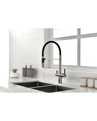 Смеситель для кухни Paulmark Gravity Gr213188-NI Никель Черный