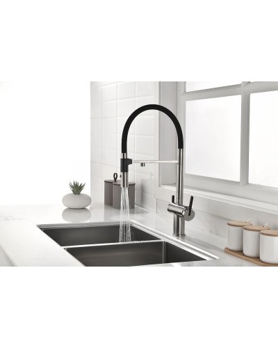 Смеситель для кухни Paulmark Gravity Gr213188-NI Никель Черный