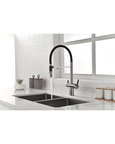 Смеситель для кухни Paulmark Gravity Gr213188-NI Никель Черный