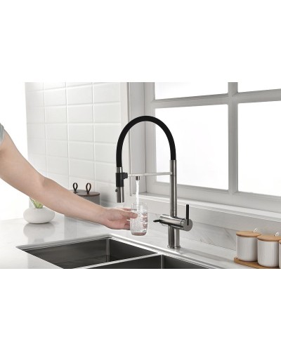 Смеситель для кухни Paulmark Gravity Gr213188-NI Никель Черный