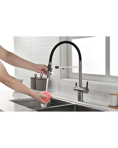 Смеситель для кухни Paulmark Gravity Gr213188-NI Никель Черный