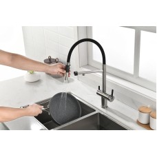 Смеситель для кухни Paulmark Gravity Gr213188-NI Никель Черный