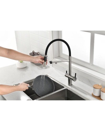 Смеситель для кухни Paulmark Gravity Gr213188-NI Никель Черный