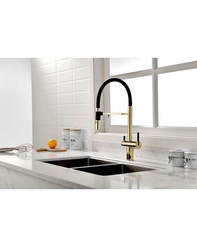 Смеситель для кухни Paulmark Gravity Gr213188-G Золото Черный