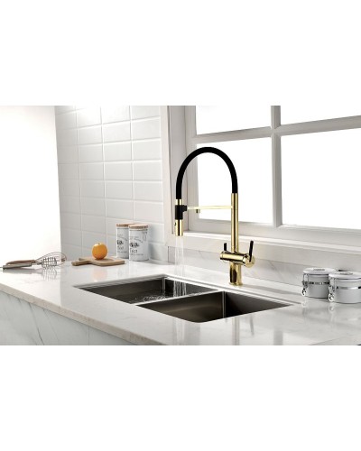 Смеситель для кухни Paulmark Gravity Gr213188-G Золото Черный