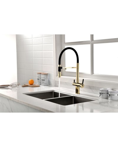 Смеситель для кухни Paulmark Gravity Gr213188-G Золото Черный