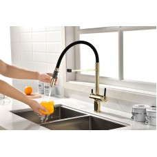 Смеситель для кухни Paulmark Gravity Gr213188-G Золото Черный