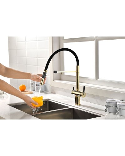 Смеситель для кухни Paulmark Gravity Gr213188-G Золото Черный