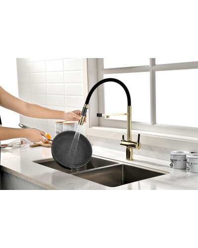 Смеситель для кухни Paulmark Gravity Gr213188-G Золото Черный