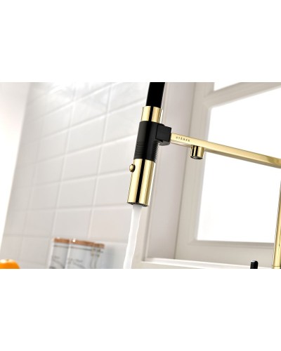 Смеситель для кухни Paulmark Gravity Gr213188-G Золото Черный