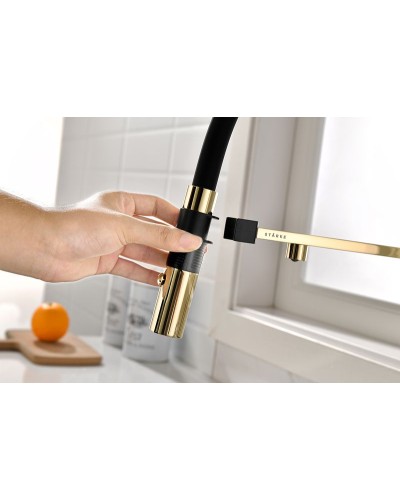 Смеситель для кухни Paulmark Gravity Gr213188-G Золото Черный