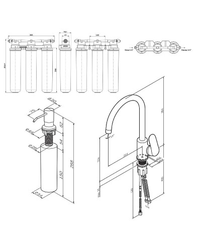 Смеситель для кухни AM.PM Like F8007T11 с дозатором для моющего средства Сатин