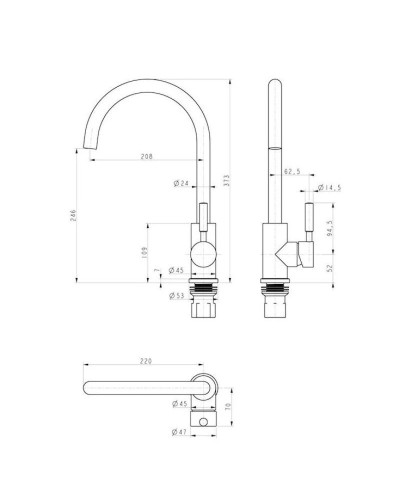 Смеситель для кухни Paulmark Holstein Ho212063-CHCR