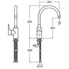 Смеситель для кухни Roca L20 CS 5A8409C0M Хром