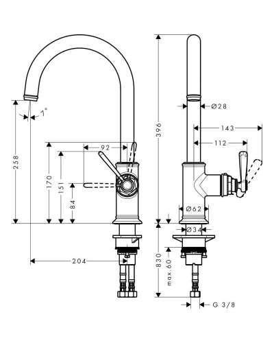 Смеситель для кухни Axor Montreux 16580800