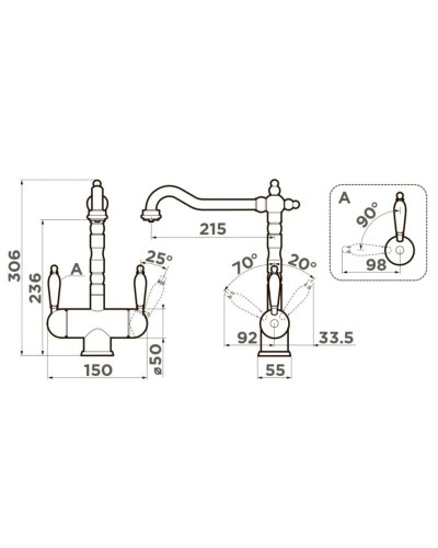 Смеситель для кухни с подключением к фильтру Omoikiri Amagasaki-GR ленинградский серый 4994232