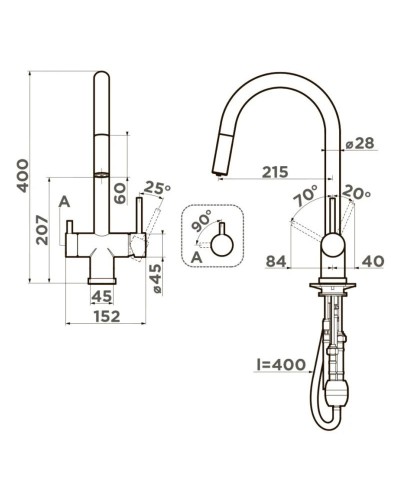 Смеситель для кухни с подключением к фильтру Omoikiri Akita-S-C 4994330