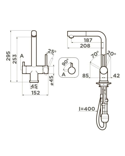 Смеситель для кухни с подключением к фильтру Omoikiri Takamatsu-S-BN нержавеющая сталь 4994346