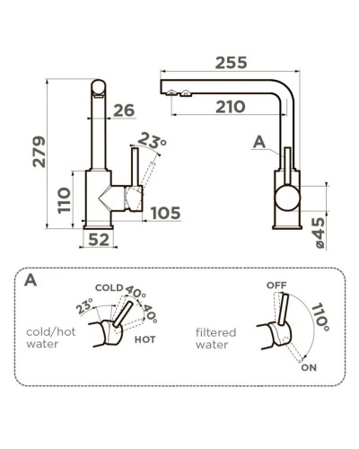 Смеситель для кухни с подключением к фильтру Omoikiri Nakagawa 2 Plus-BN нержавеющая сталь 4994342