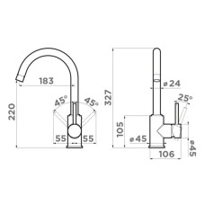 Смеситель для кухни Omoikiri Shinagawa-BN-BL нержавеющая сталь/черный 4994252