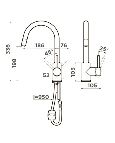 Смеситель для кухни Omoikiri Shinagawa-S-BN нержавеющая сталь 4994336