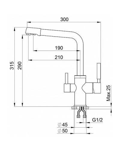 Смеситель для кухни с подключением к фильтру Granula графит 2015bg