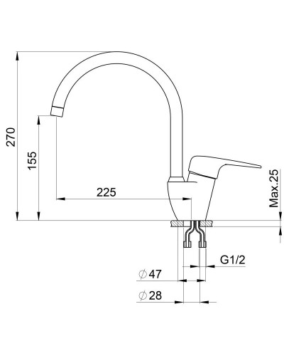 Смеситель для кухни Granula алюминиум 1024al