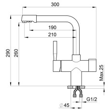 Смеситель для кухни с подключением к фильтру Granula графит 2088bg