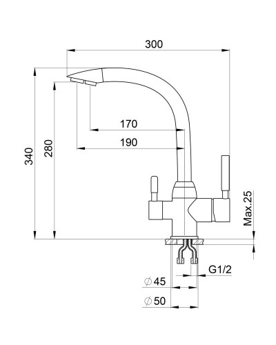 Смеситель для кухни с подключением к фильтру Granula графит 2167bg