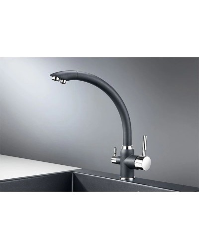 Смеситель для кухни с подключением к фильтру Granula шварц 2167sv