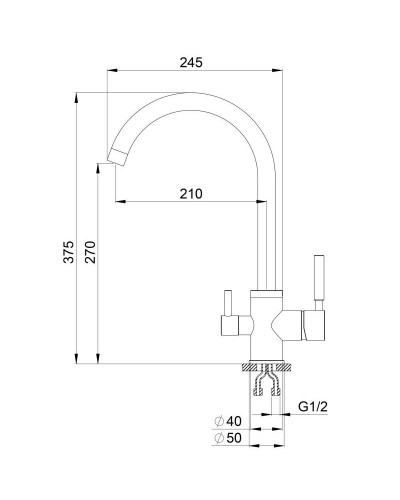 Смеситель для кухни с подключением к фильтру Granula базальт 2168bt