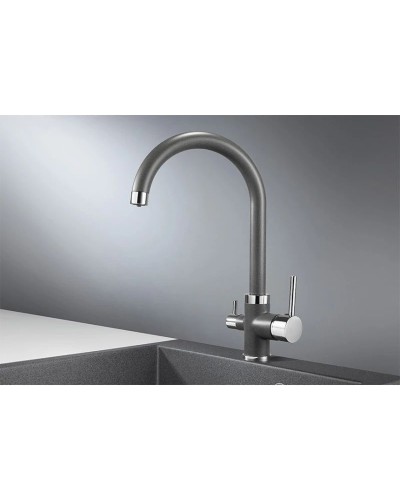 Смеситель для кухни с подключением к фильтру Granula графит 2168bg