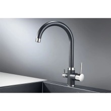 Смеситель для кухни с подключением к фильтру Granula шварц 2168sv