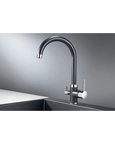 Смеситель для кухни с подключением к фильтру Granula шварц 2168sv