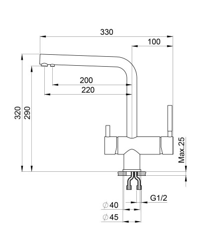 Смеситель для кухни с подключением к фильтру Granula алюминиум 2305al