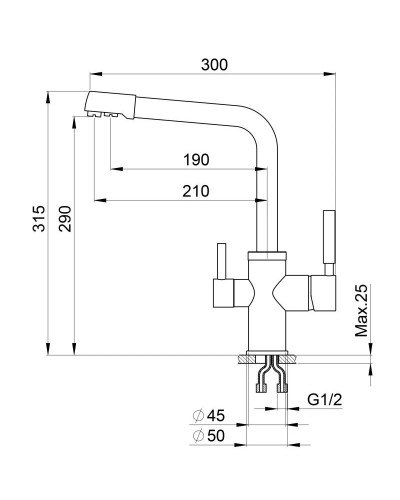 Смеситель для кухни с подключением к фильтру Granula шварц 3015sv