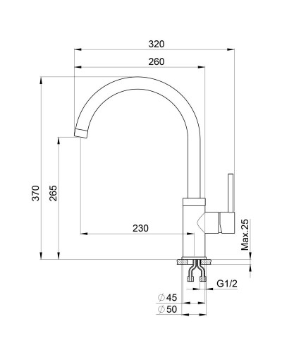 Смеситель для кухни Granula черный 3125bl