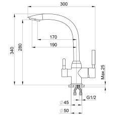 Смеситель для кухни с подключением к фильтру Granula черный 3167bl