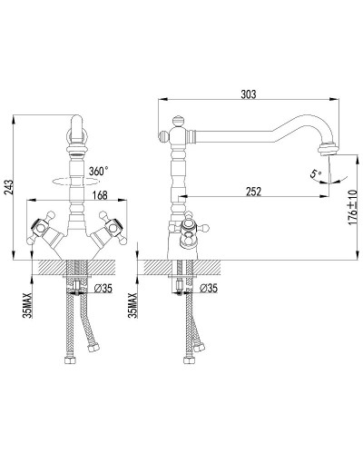 Смеситель для кухни Lemark Vintage LM2805B Бронза