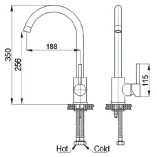 Смеситель для кухни GranFest черный 7651