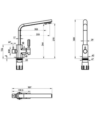 Смеситель для кухни Felice 1516-3 basalto 23.3x14 см