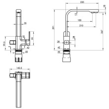 Смеситель для кухни Felice 1617-3 basalto 21x14.3 см
