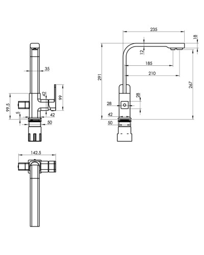 Смеситель для кухни Felice 1617-3 basalto 21x14.3 см