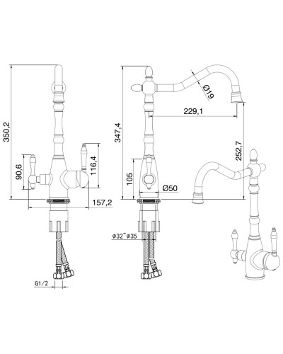 Смеситель для кухни Felice 1819-10 nero opaco 22.9x15.7 см