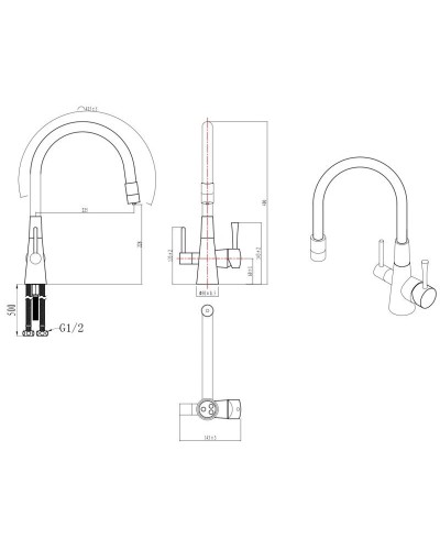 Смеситель для кухни с фильтром Lemark Comfort LM3075C-Gray + H851P00
