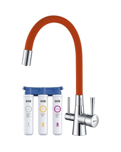Смеситель для кухни с фильтром Lemark Comfort LM3075C-Orange + H851P00