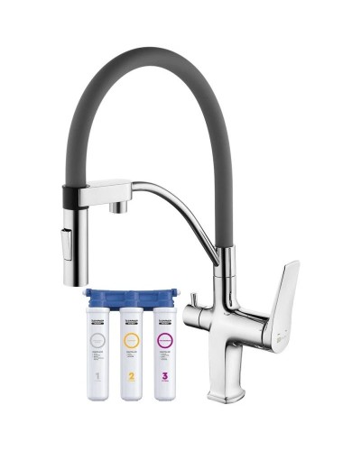 Смеситель для кухни с фильтром Lemark Comfort LM3074C-Gray + H851P00
